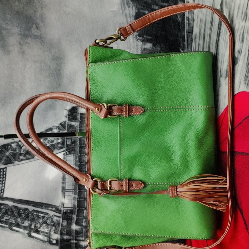 Tiganello Green & Brown Leather Satchel